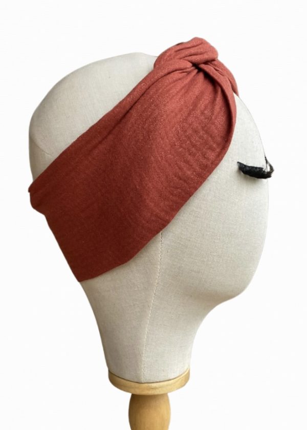 Bandeau M gaze de coton brillant terracota