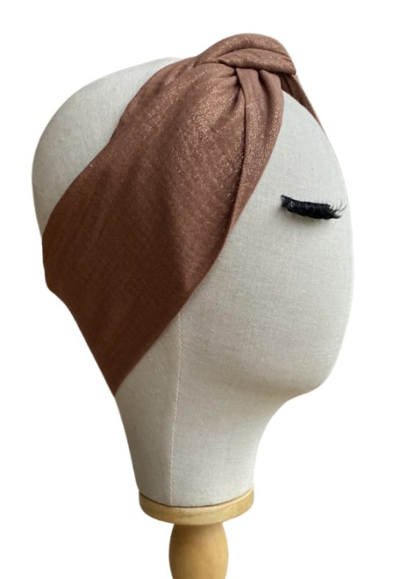 Bandeau M gaze de coton scintillant marron