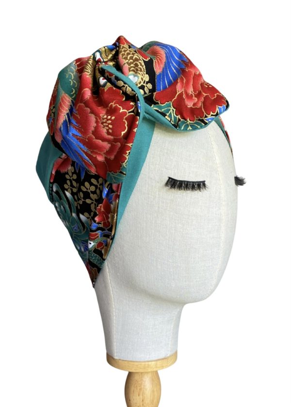 Bandeau large tissus japonais doublé bleu