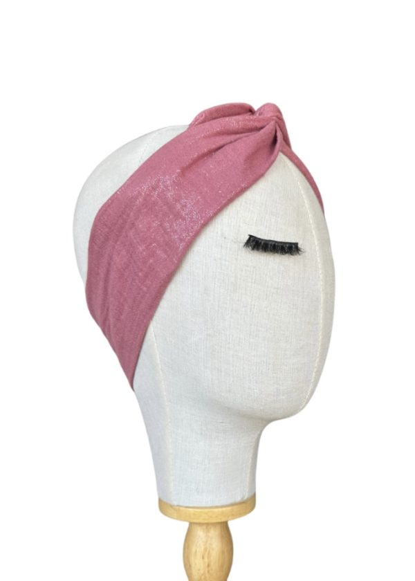 Bandeau small gaze de coton scintillant rose