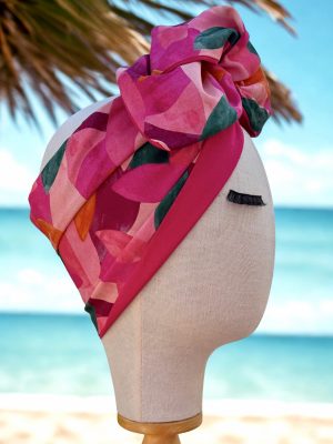 Bandeau large fleuri rose