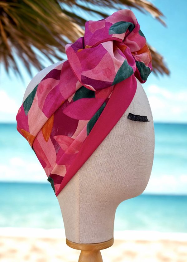 Bandeau large fleuri rose