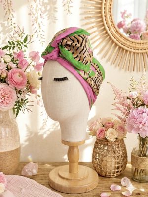 Bandeau large Mali rose et vert