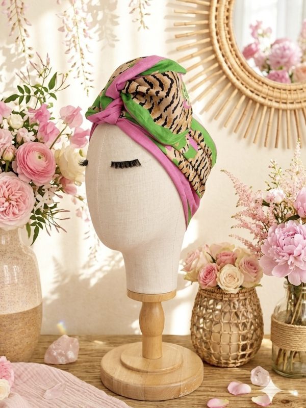 Bandeau large Mali rose et vert